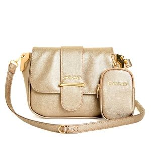NWT Gold BEBE SAINT brand flap-closure crossbody bag